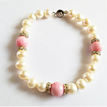 将图片加载到图库查看器,HAPPY000048 PB - PW   7-8mm Freshwater Pearls and Pink Corals Bracelet