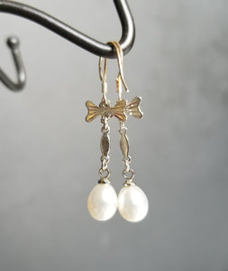 HAPPY000036 PE   7mm Freshwater Pearl Earring (Pink and white colors)