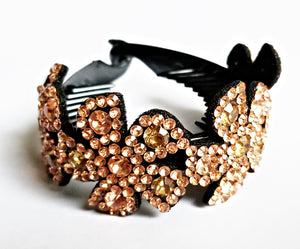 HAPPY0000010 HB - FS   3.2X5cm Crystal Rhinestone Clamp Bun (Small) (Golden and multiple colors)