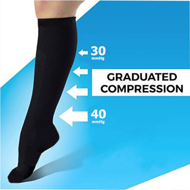 HAPPY- 000001 - 30/40   30-40mmHg Compression Socks (Black) (S/M, L/XL)