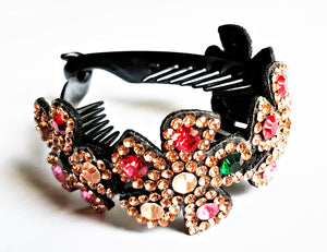 HAPPY0000010 HB - FS   3.2X5cm Crystal Rhinestone Clamp Bun (Small) (Golden and multiple colors)
