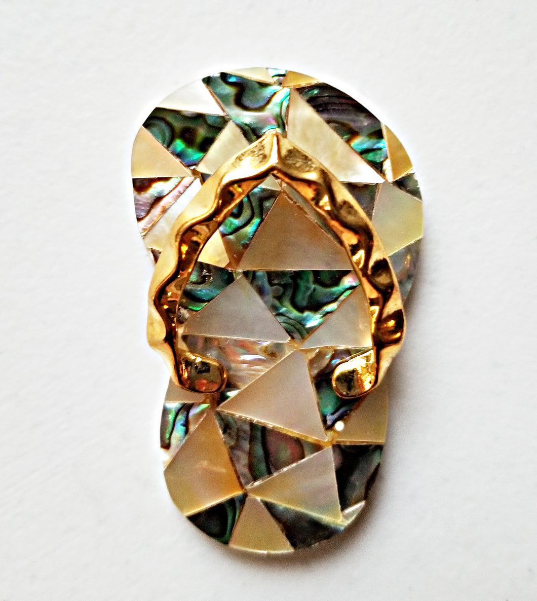 HAPPY000055 SP - PYG5.5   5.5X3.3cm Abalone Shell Pendant (Golden)