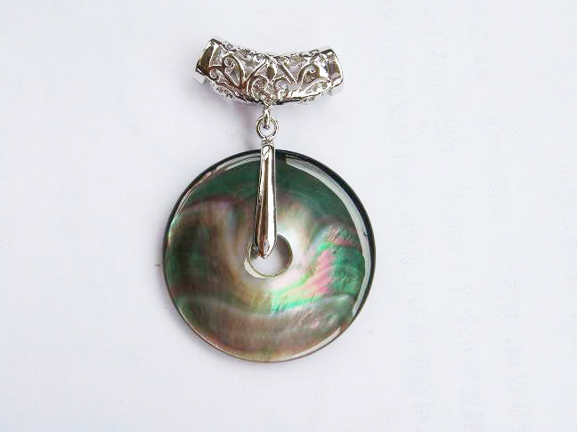 HAPPY000061 SP - PDB  3.5cm Double-layers Pear Oyster Shell Pendant