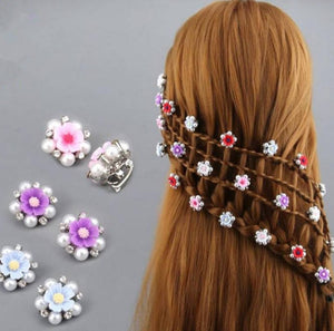 HAPPY00000 15 SC - F   1.7cm Flower Small Clip (Blue, pink, and white colors) (1X6) per bag
