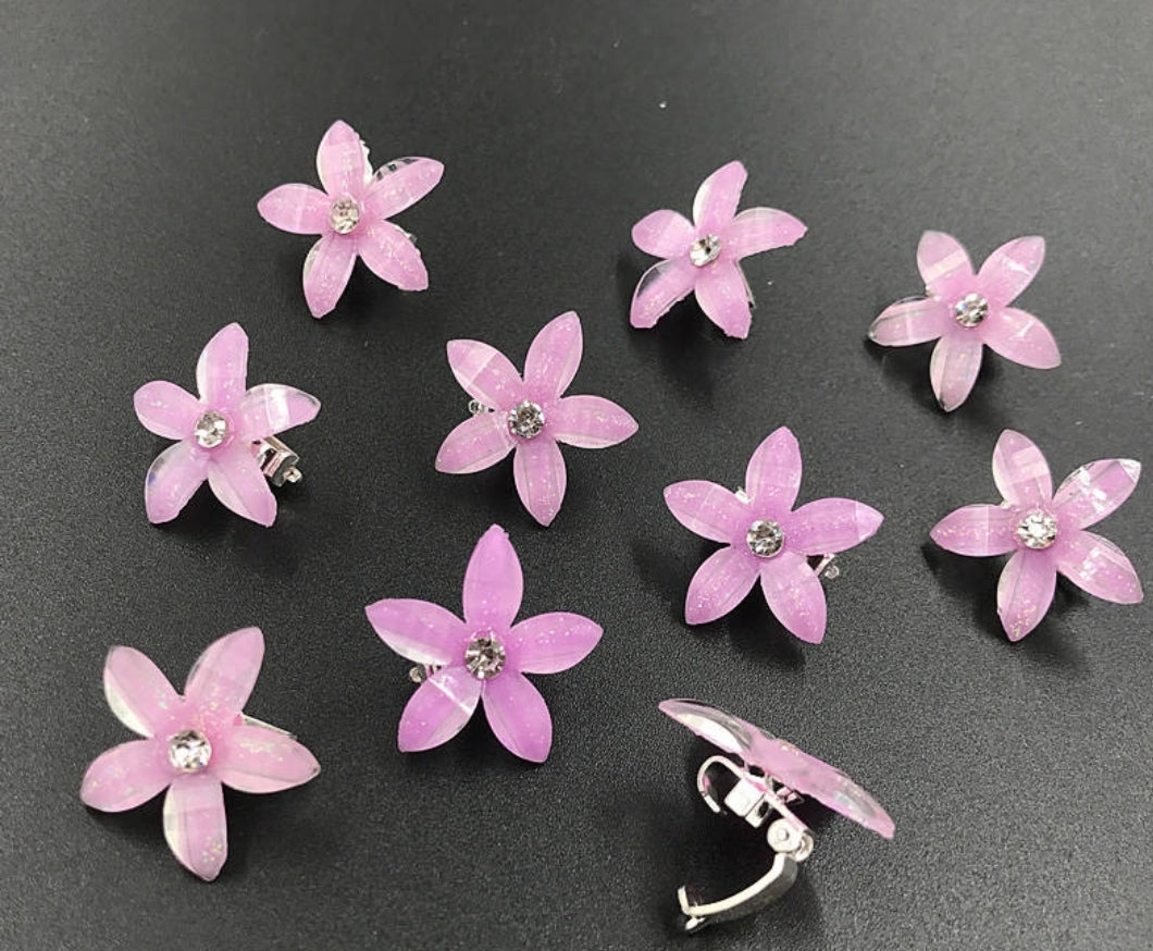 HAPPY00000 14 SC - F   2X2cm  Flower Shape Small Clip (Pink, purple, and white colors) (1X5) per bag