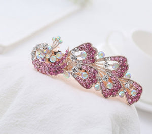 HAPPY00000 25 LC - P   9.5X3.5cm Peacock Shape Hair Clip (Pink)