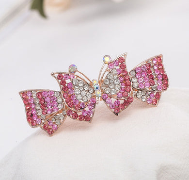 HAPPY00000 24 LC - B   8.5X3.9cm Butterfly Shape Hair Clip (Blue, pink, and gold colors)