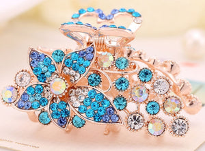 HAPPY000003 HC - F   7.5cm Flower Shape Claw Hair Clip (Blue, pink, multiple, and white colors)
