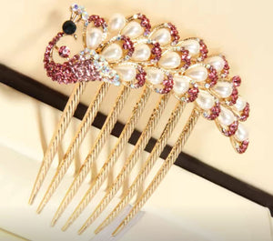 HAPPY00000 31 HC - P  Peacock Shape Large Hair Comb  9 x 9 CM