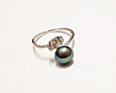 HAPPY000072 PR  7mm Freshwater Pearl Ring (Black and white colors)